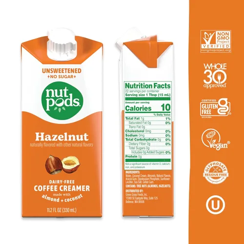 Miniatura 2 de nutpods Crema de avellanas - Crema sin azúcar sin lácteos hecha de almendras y cocos - Crema keto, Whole30, sin gluten, sin OMG, vegana, sin azúcar