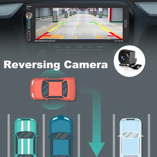 Miniatura 6 de Radio de pantalla táctil para automóvil de un solo DIN (6.9 pulgadas) compatible con Apple CarPlay [Inalámbrico] Android Auto estéreo para automóvil