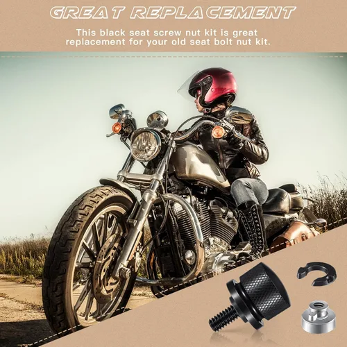 Miniatura 5 de Therwen Kit de 8 tuercas de tornillo de asiento, kit de tuercas de asiento de guardabarros, rosca de 1/4-20, compatible con Harley-Davidson