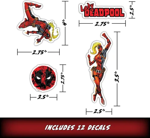 Miniatura 5 de Marvel Deadpool - Adhesivos de vinilo de Deadpool - Juego de 12 adhesivos de vinilo de Deadpool para coche, ventana, camioneta, parachoques, Paquete
