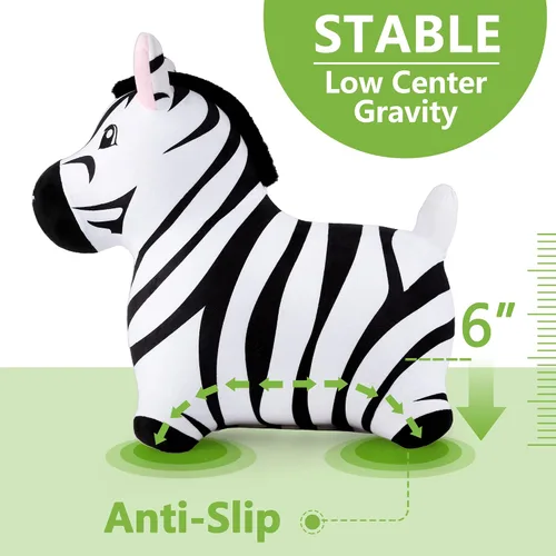 Miniatura 5 de iPlay, iLearn Bouncy Pals Caballo Saltarín Cebra, Saltador de Animal Inflable de Peluche, Juguetes de Salto para Montar en Interiores y Exteriores