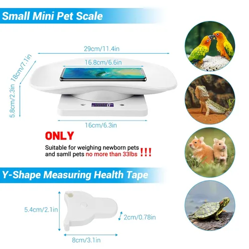 Miniatura 4 de Báscula digital para mascotas con cinta métrica, báscula de animales pequeños con pantalla LCD, báscula de alimentos de cocina multifuncional