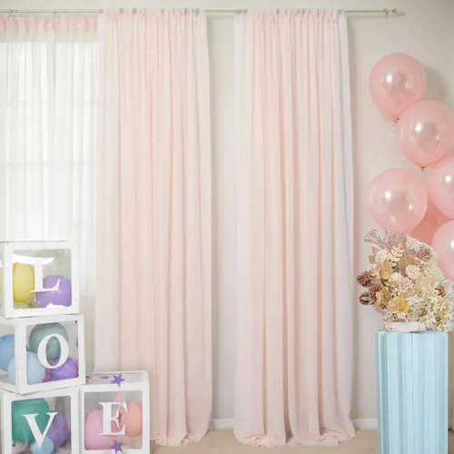 Miniatura 22 de DUOBAO Cortina de gasa rosa, 2 paneles de 29 x 96 pulgadas, cortinas de telón de fondo de boda, cortinas de playa transparentes para sala de estar