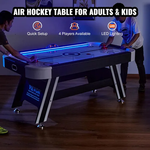 Miniatura 2 de VEVOR Mesas de hockey de aire de 72 y 89 pulgadas con marcador LED, mesa de juegos 3 en 1 de 88 pulgadas (hockey, billar, ping pong), incluye