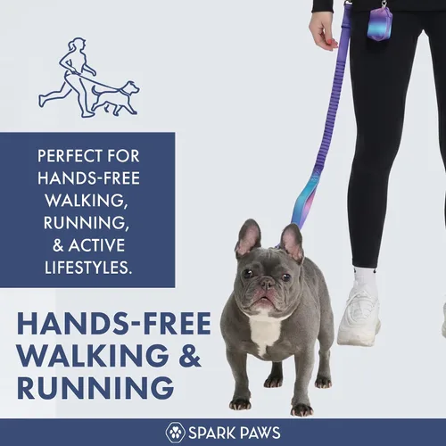 Miniatura 2 de Spark Paws - Correa de perro manos libres, correa elástica para la cintura que absorbe los golpes para correr, clip para cinturón de seguridad