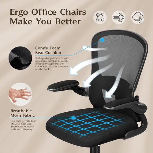 Miniatura 4 de FelixKing Sillas de escritorio de oficina, silla ergonómica de escritorio para PC con ruedas, soporte lumbar ajustable y altura, silla giratoria