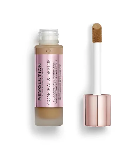 Miniatura 2 de Makeup Revolution Base oculta y define, cobertura completa y acabado mate, F14.7 para tonos de piel oscuros, vegano y libre de crueldad, 0.7 onzas