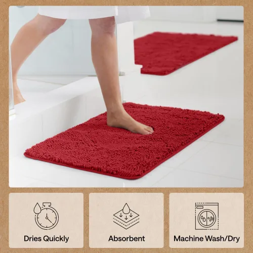 Miniatura 231 de Gorilla Grip - Tapete de baño de felpilla gruesa, suave y absorbente, secado rápido, de microfibra, con reverso de caucho, para piso de ducha, Nube