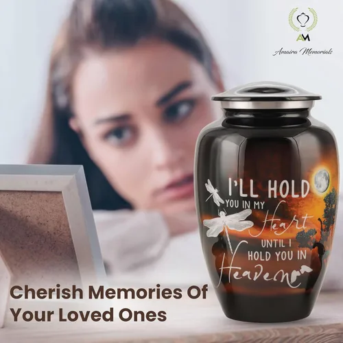 Miniatura 5 de Urnas para cenizas humanas para adultos, urna de cremación grande para hombres y mujeres, urna de metal hecha a mano con tapa segura para funeral