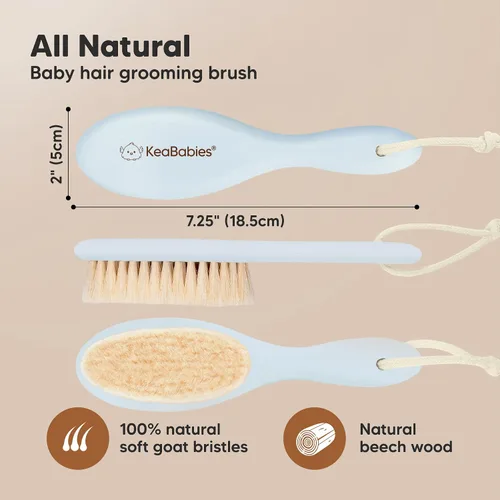 Miniatura 2 de Cepillo de madera para el pelo del bebé para niñas y niños, cepillo de cuna para bebés, cerdas suaves de cabra, peine perfecto para el cuero Frost
