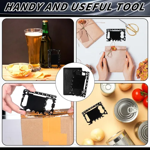Miniatura 4 de Cholemy 12 carteras para tarjetas de crédito, multiherramienta 46 en 1, herramienta de bolsillo de supervivencia de acero inoxidable, multiusos