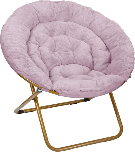 Miniatura 14 de Flash Furniture Gwen - Silla plegable de gran tamaño con otomana, silla lunar de piel sintética, marco de acero duradero, para dormitorio