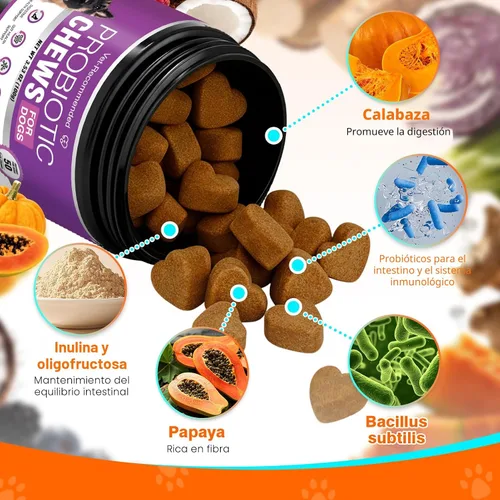 Miniatura 5 de Probióticos para perros, probióticos masticables y picor intestinal digestivo, probióticos para la piel, alivio de la picazón, diarrea, 50 tabletas