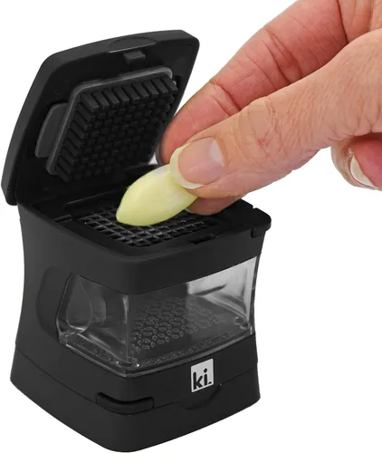 Miniatura 7 de Prensa de ajo Garlic-A-Peel, trituradora, cortador, picadora y contenedor de almacenamiento - Incluye pelador de ajo de silicona - Fácil de limpiar