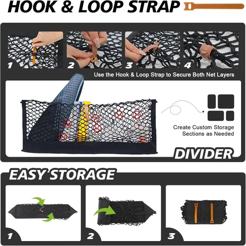 Miniatura 6 de Muslogy para Maverick - Accesorios de Red de Malla de Carga Extensible, Organizador de Maletero, Red de Malla Elástica para Cama de Carga