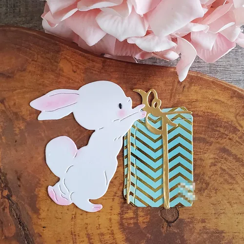 Miniatura 5 de Plantillas de troqueles de metal de conejo, lindo conejo de conejo, regalo de animales, troqueles de corte de marco, plantillas de manualidades
