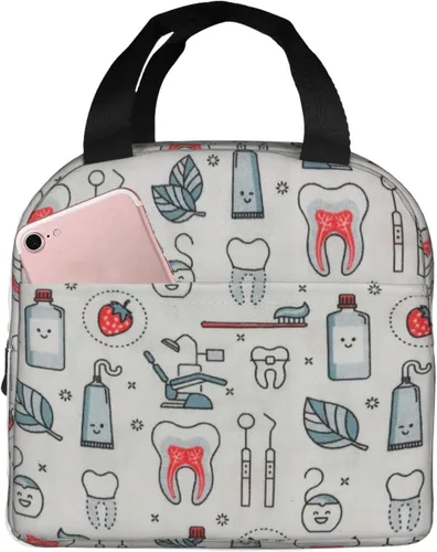 Miniatura 12 de Bolsa de Almuerzo Higienista Dental Lonchera para Mujeres y Hombres Bolsa de Picnic Aislada Enfriador Térmico Bolsa Tote Linda para Trabajo Camping