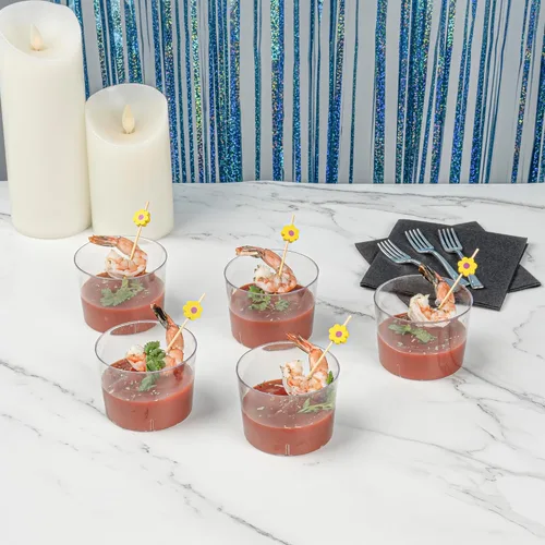Miniatura 3 de Restaurantware Copas de parfait de 6 onzas, 20 tazas redondas de mousse, desechables, duraderos, de plástico transparente, para postres, aperitivos