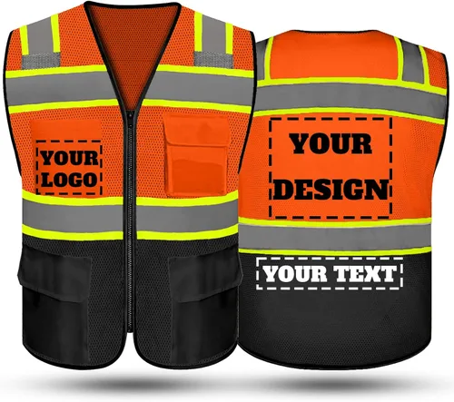 Miniatura 11 de Chaleco de seguridad reflectante de alta visibilidad con 5 bolsillos y cremallera clase 2 para adultos, unisex, ropa de trabajo de seguridad