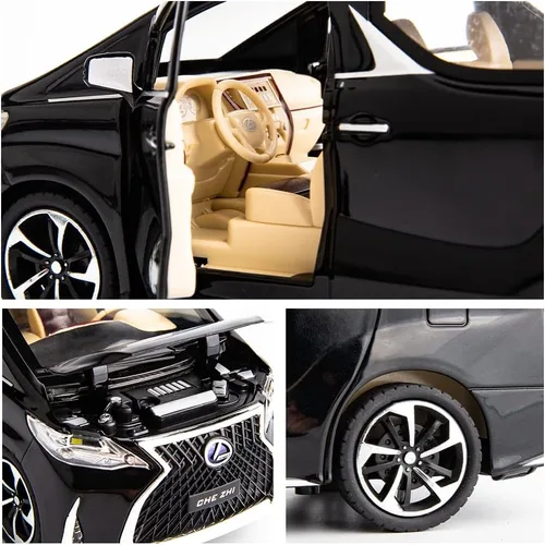 Miniatura 4 de WAKAKAC Modelo de coche 1/24 LM300 MPV Aleación Pull Back Metal Coche de juguete coleccionable con luz y sonido, la puerta del vehículo de juguete