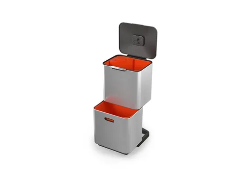 Miniatura 20 de Joseph Joseph Totem Max 60 litros/15.85 galones, recipiente de separación y reciclaje de desechos de cocina con filtro de olor y recipiente Negro
