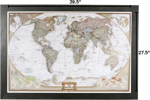 Miniatura 9 de Mapamundi con alfileres, personalizado, ejecutivo, con marco de 24 x 36" y alfileres, Negro (Rustic Black), 24 x 36 pulgadas Marco negro rústico