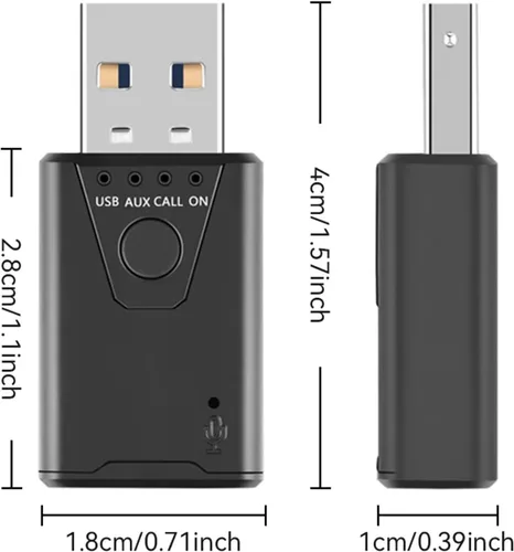 Miniatura 7 de Adaptador USB Bluetooth 5.4 para automóvil, receptor de música Bluetooth Plug & Play, kit de conector auxiliar de 0.138 in para automóvil, micrófono