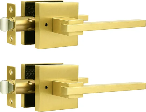 Miniatura 8 de Orger Paquete de 1 manija de puerta de paso negra para pasillo y armario, juego de manijas sin bloqueo, roseta cuadrada sin llave, reversible