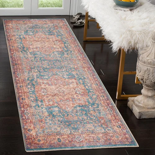 Miniatura 79 de GLN Rugs Traditional Collection - Alfombra de felpilla lavable a máquina, tradicional, antideslizante, alfombra de felpilla de pelo bajo, para sala