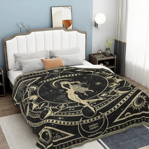 Miniatura 5 de Manta del Zodiaco Acuario, Regalos del Zodiaco Acuario para Mujeres Constelación Lunar Astrología Decoración Gótica Bruja Manta Suave 60"X50
