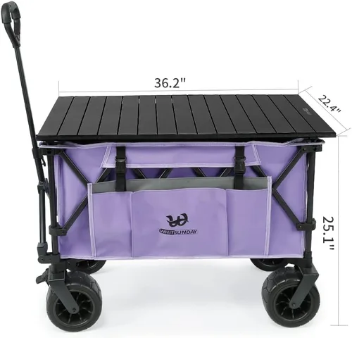 Miniatura 3 de Whitsunday Carro plegable, gran capacidad, 400 libras, ruedas todo terreno, carro utilitario resistente para jardinería, compras, pesca, campamento