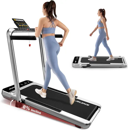 Cinta de correr para el hogar, tapete de caminadora con inclinación, tapete plegable portátil 2 en 1 con barra de agarre, capacidad de peso de 150