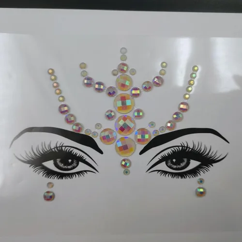 Miniatura 2 de Joyas faciales para mujeres, maquillaje para festivales, gemas faciales autoadhesivas de Halloween, tatuaje temporal fluorescente, joyas corporales