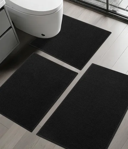 Miniatura 15 de YIHOUSE Juego de 2 tapetes de baño ultrafinos de secado rápido, tapete de baño absorbente para baño, antideslizante, lavable a máquina (beige)