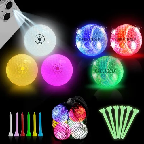 Miniatura 7 de Crestgolf Glow in The Dark Golf Balls with Glow Tees, Super Bright Light Up LED Balls with 12-Minute Reset Timer, Fun Gift for Men and Women