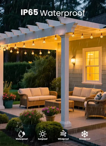 Miniatura 2 de Guirnalda de luces para exteriores, 25 pies, 12 bombillas LED, IP65, impermeable, conectable, G40, luz de patio exterior para patio trasero, porche