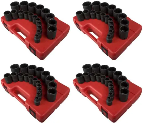 Miniatura 4 de SUNEX TOOLS 2819 Juego de dados de impacto SAE de 12 puntos con accionamiento de 1/2 pulgadas, 19 piezas