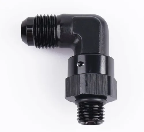 Miniatura 11 de AC PERFORMANCE Adaptador de ajuste de rosca de tubo de aluminio de 90 grados -8 AN macho a -8 AN ORB con junta tórica O Ring Port giratorio, negro