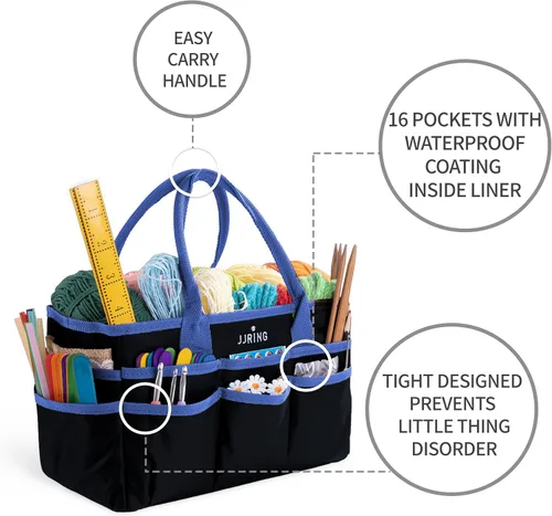 Miniatura 4 de Jjring Fundamental Organizer - Bolsa de nailon 600D para artistas, borde azul