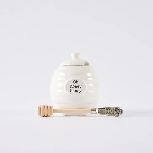 Miniatura 5 de Mud Pie Juego de servir Honey Pot, color blanco