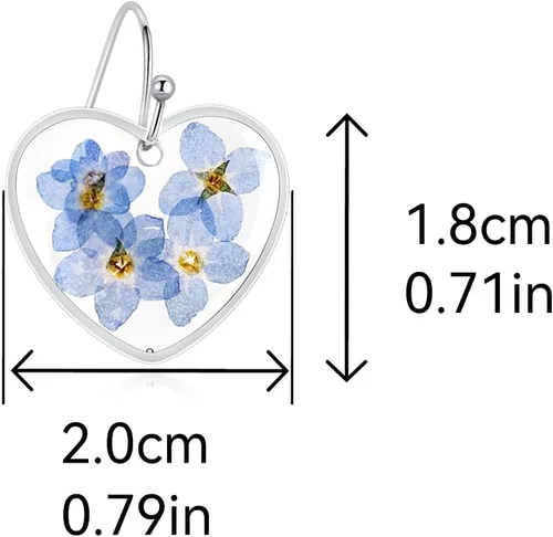 Miniatura 9 de Pressed Flower Earrings,Handmade Forget-Me-Not and Queen Anne's Lace Wildflower Earrings,Unique Resin Dried Flower,Perfect for Parties