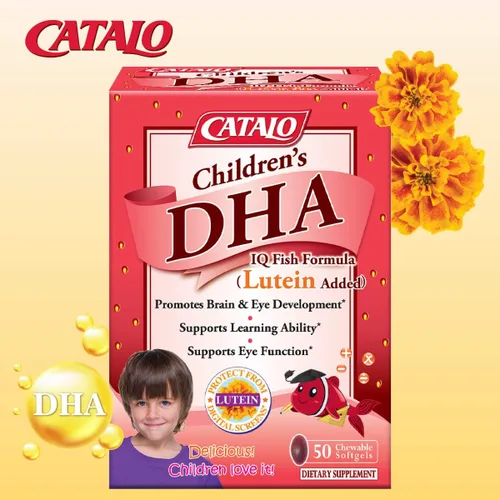 Miniatura 4 de CATALO Fórmula DHA IQ para niños con luteína de extracto de caléndula - Omega 3 para niños, deliciosas cápsulas blandas masticables con sabor a