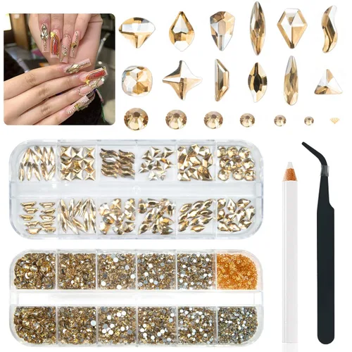 Miniatura 12 de qiipii Diamantes de imitación para uñas de amatista púrpura de múltiples formas de cristal con base plana K9, piedras de vidrio púrpura claro, gemas