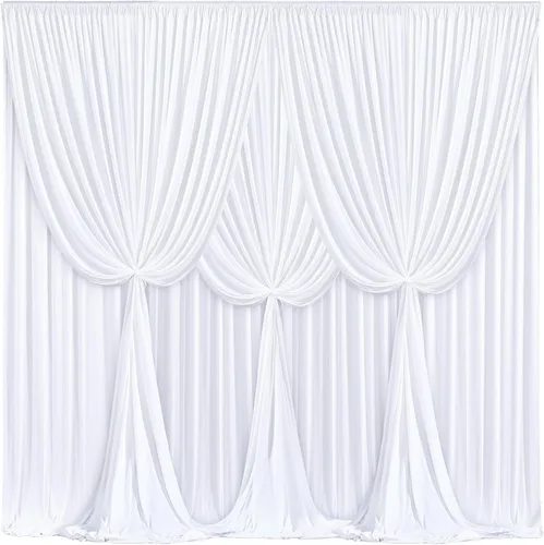 Miniatura 67 de Cortinas de fondo azul bebé de 8 x 10 pies para bodas, cortinas de fondo de poliéster sin arrugas, para baby shower, fiestas de cumpleaños