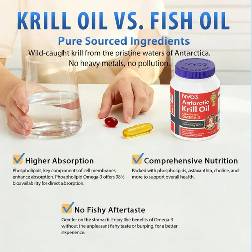 Miniatura 7 de NYO3 Aceite de krill 1000 mg Omega 3 Suplemento, 56% de fosfolípidos para 98% de absorción, aceite de krill antártico Superba Boost Krill, alto EPA
