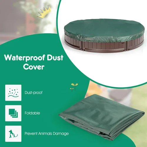Miniatura 5 de Costzon Caja de arena redonda de 4 pies, kit de caja de arena para exteriores con cubierta impermeable, forro inferior y asiento de esquina