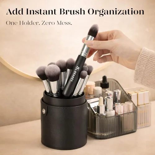 Miniatura 2 de Conjuntos de brochas de maquillaje BEAKEY, juegos de brochas con esponjas de maquillaje (10+2 piezas, con estuche negro) Storage case with lid