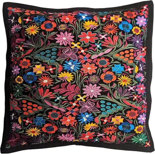 Miniatura 8 de ALKIMIA INC Funda de almohada mexicana hecha a mano Chiapas Bordado (Beige)