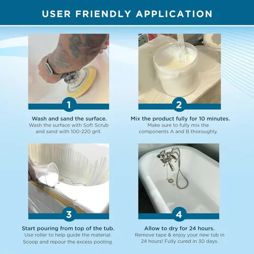 Miniatura 5 de Kit de Refinamiento de Bañera Ekopel - Fabricado en EE.UU. - Reglaseado Sin Olor para Bañera y Azulejos - Revestimiento de Pintura para Bañera Más