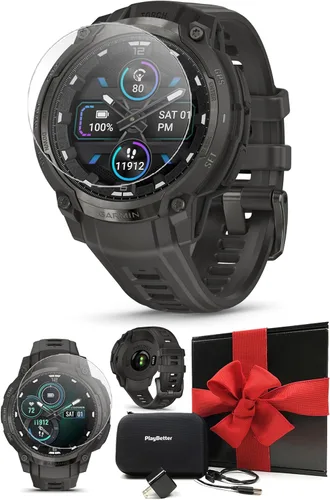Miniatura 10 de PlayBetter Garmin Instinct Crossover AMOLED Tactical (negro) Caja de regalo de reloj inteligente GPS para exteriores, pantalla analógica